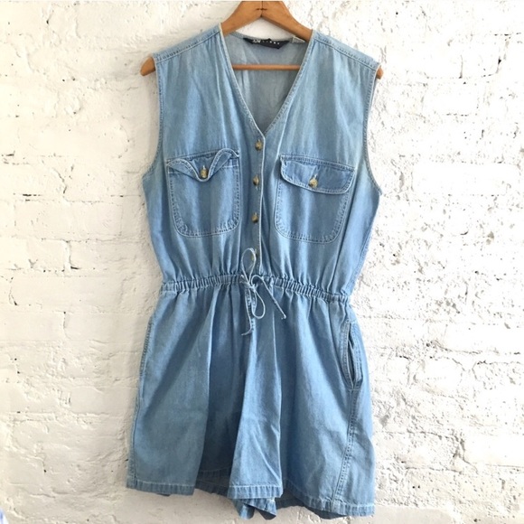 AIM Sport Pants - [Vintage] AIM Sport denim oversized romper